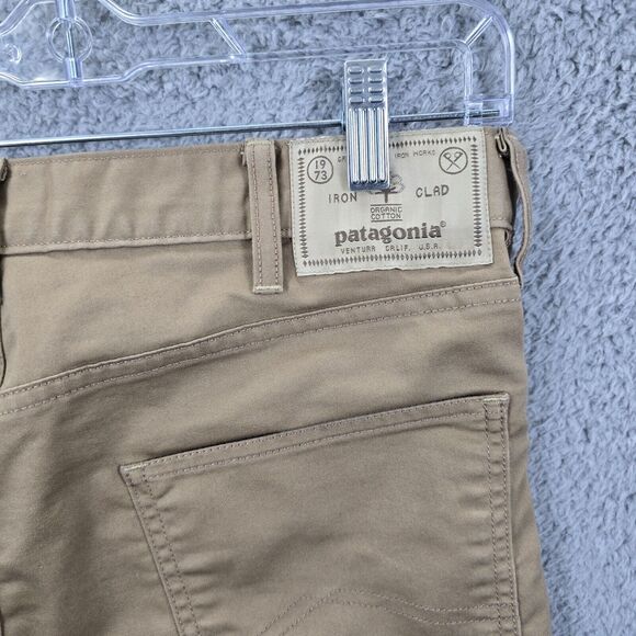 Patagonia Iron Clad Men's Khaki Jeans Organic Cotton Straight Leg Size 32 x 26 - Picture 7 of 12